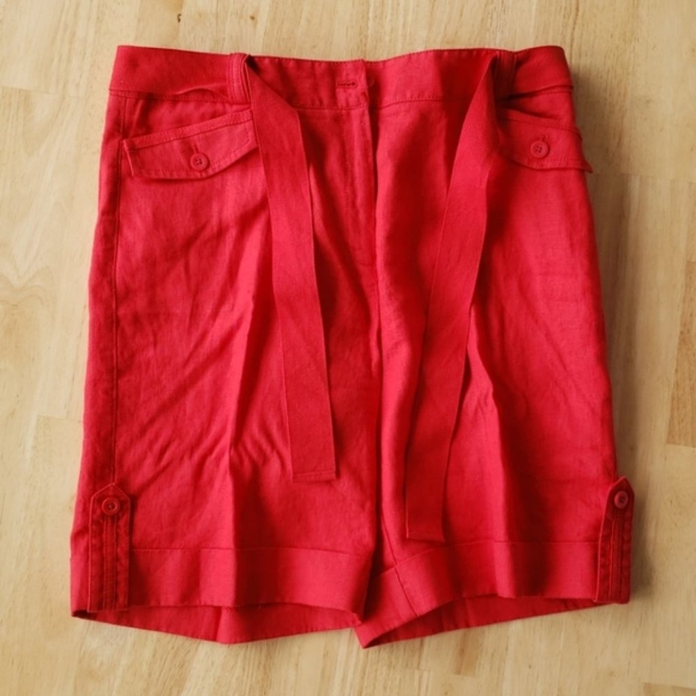 Jones New York red linen bermuda shorts